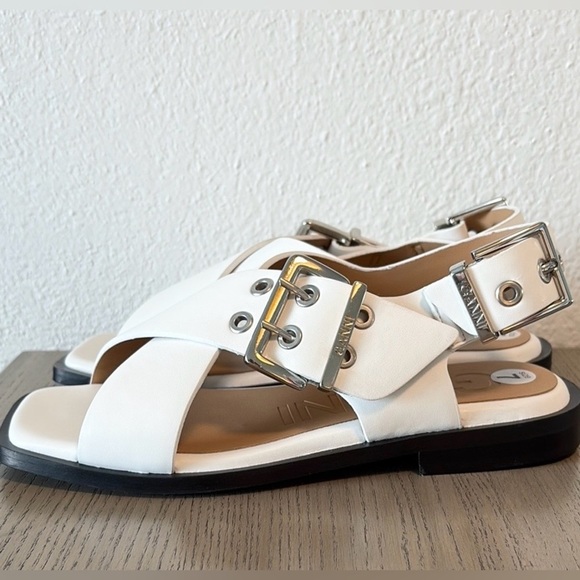 Ganni buckle cross strap sandals NWT , sz 7 - Picture 5 of 13